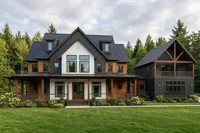 5-Bed Modern Farmhouse Plan with Wraparound Porch and Optional Man Cave - 4676 Sq Ft