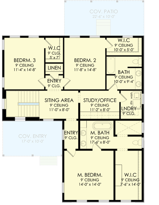 Plan 490036NAH: 3-to-5 Bedroom Contemporary Farmhouse Plan with  2-car Garage - Floor Plan - Second Level - Farmhouse, Modern Farmhouse, Traditional