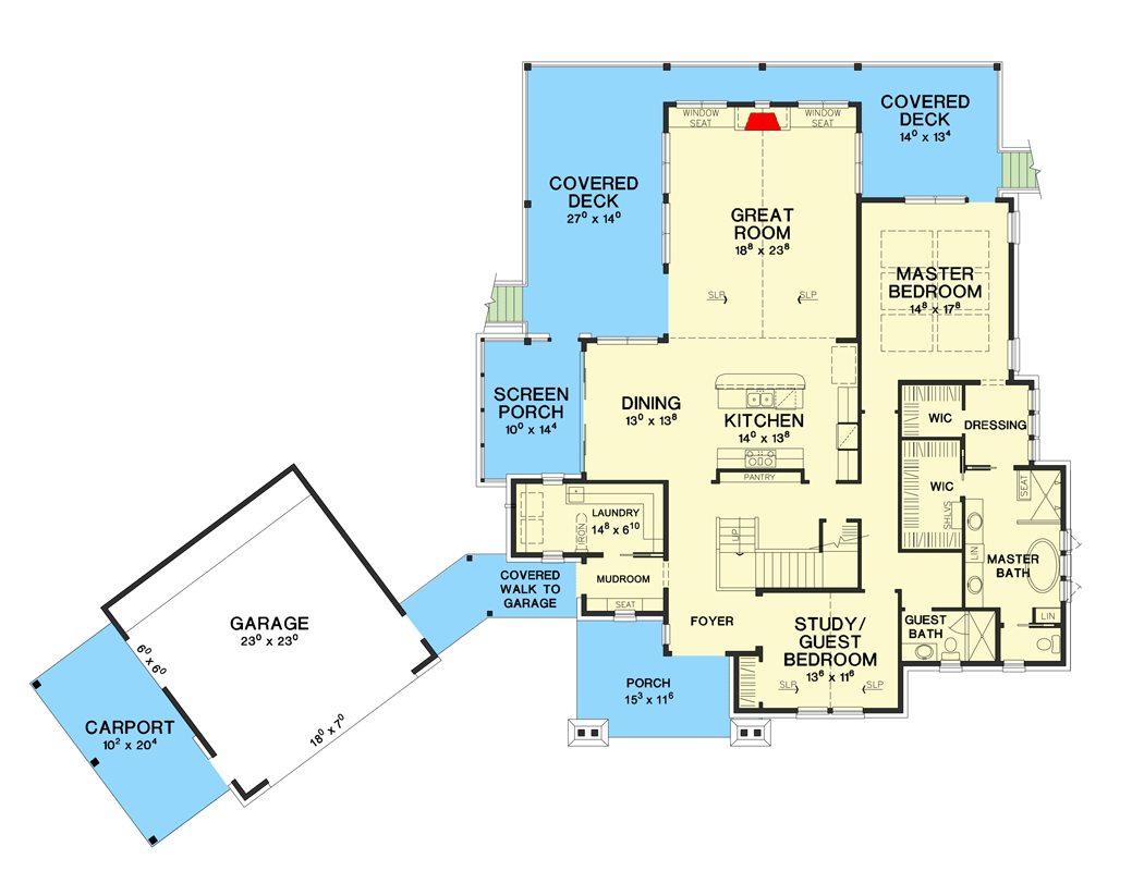 Plan 31069D: Rustic Hill Country House Plan with 2-story Great Room - Floor Plan - Main Level - Country, Hill Country, Rustic