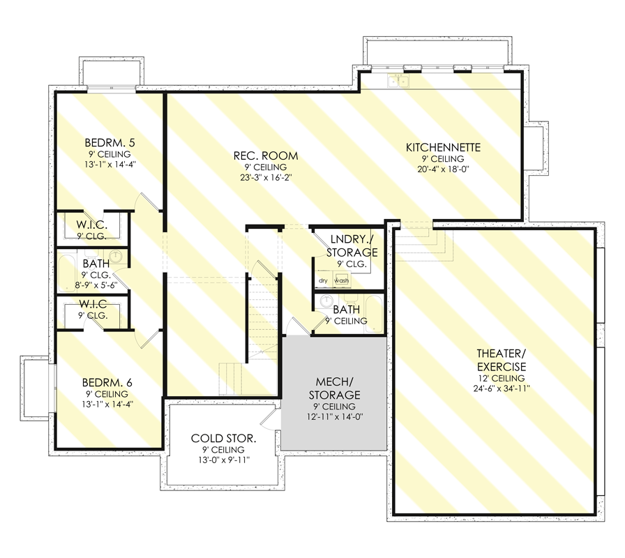 Plan 490037NAH: Modern Colonial House Plan with Laundry Accessible from Master Suite - Floor Plan - Optional Finished Basement Foundation - Colonial, New American, Southern, Southern Traditional, Traditional