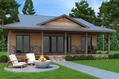 Rustic Cottage Plan with 2 Bedrooms