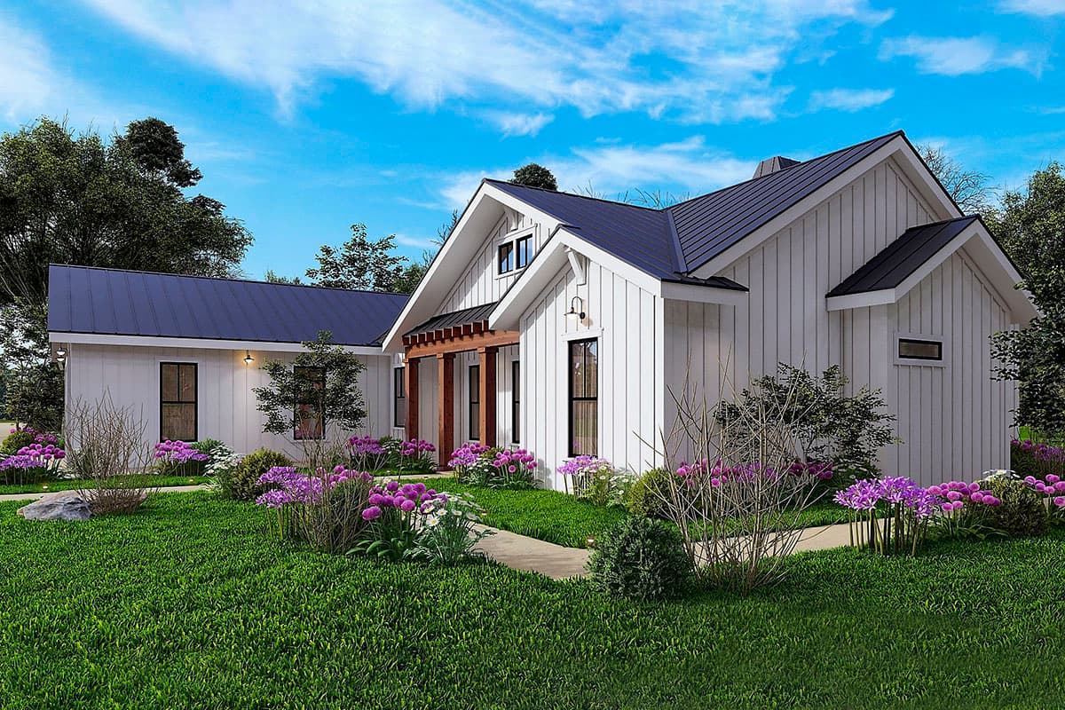 Plan 25768GE: One-Story Modern Farmhouse Plan with 2-Car Garage - Image #4 - Cottage, Country, Craftsman, Farmhouse, Modern Farmhouse, New American, Ranch, Rustic, Traditional