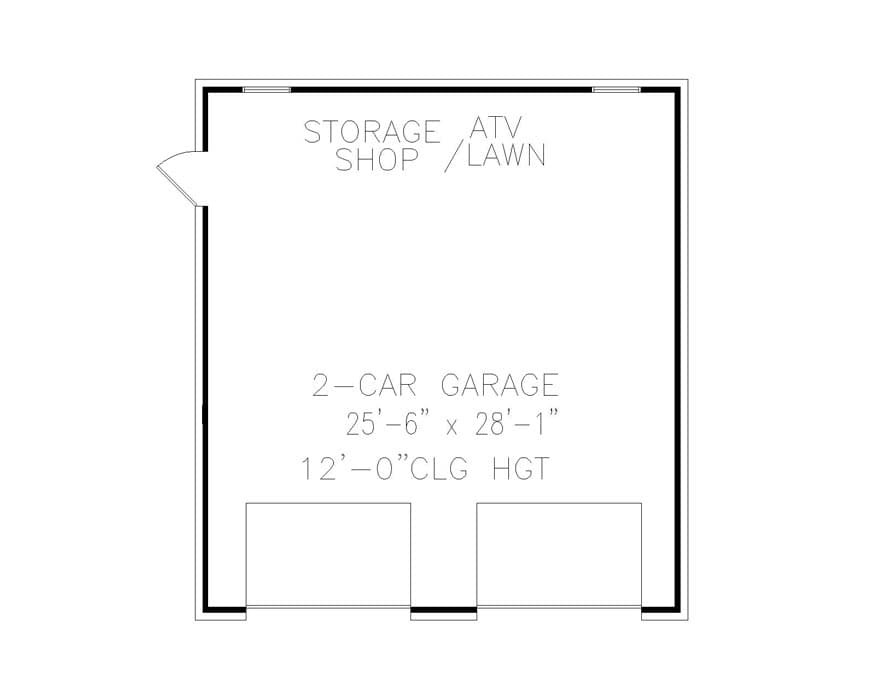 Plan 25771GE: New American-style 2-car Detached Garage Plan - Floor Plan - Main Level