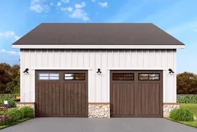 New American-style 2-car Detached Garage Plan