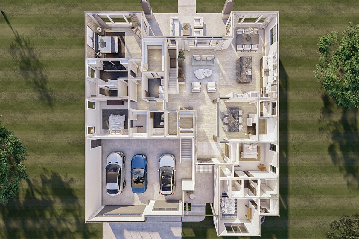 Plan 623109DJ: 3100 Square Foot 4 Bed New American Ranch Home Plan - Image #26 - Farmhouse, Modern Farmhouse, Ranch