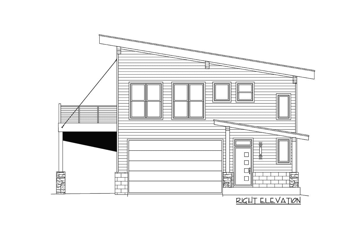 Plan 68994VR: Trimmed Down Modern Mountain Home Plan with Vaulted Second Floor - Image #5 - Contemporary, Mountain, Vacation
