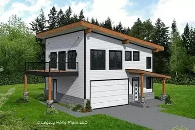 Trimmed Down Modern Mountain Home Plan with Vaulted Second Floor