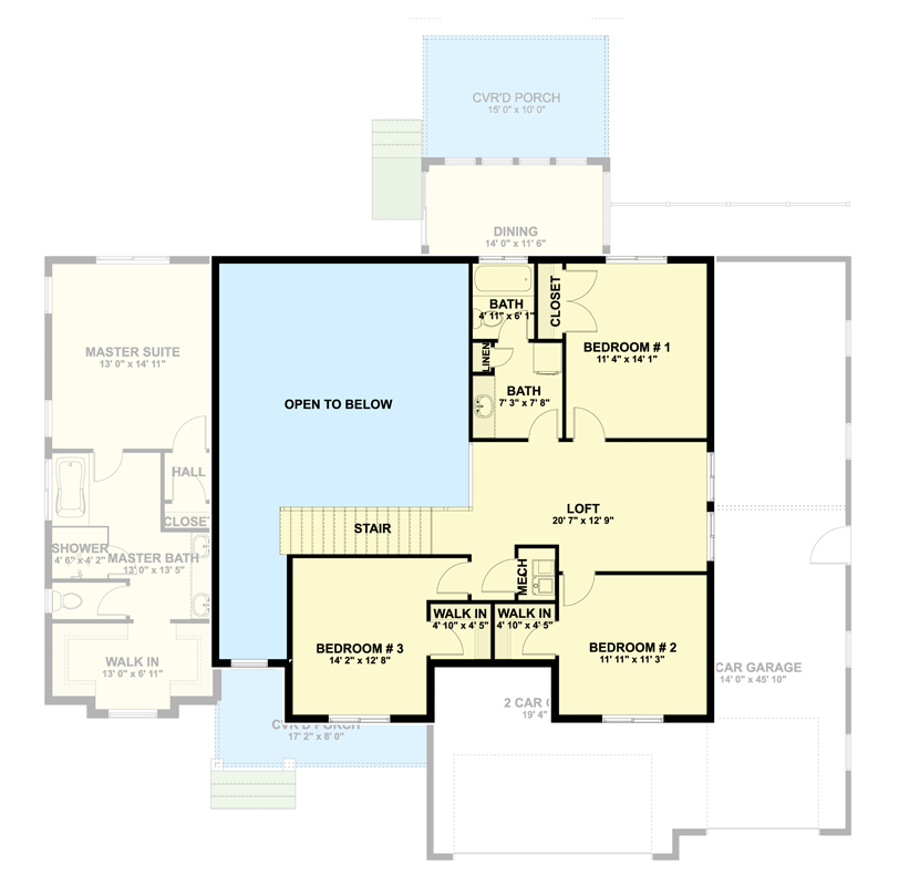 Plan 61297UT: Exclusive New American House Plan with Home Office and Optionally Finished Basement - 2682 Sq Ft - Floor Plan - 2nd Floor - Craftsman, Modern Farmhouse, New American, Northwest