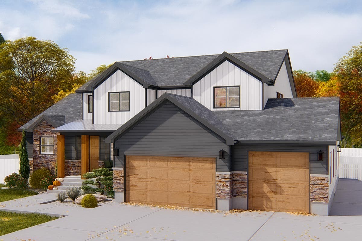 Plan 61297UT: Exclusive New American House Plan with Home Office and Optionally Finished Basement - 2682 Sq Ft - Image #7 - Craftsman, Modern Farmhouse, New American, Northwest