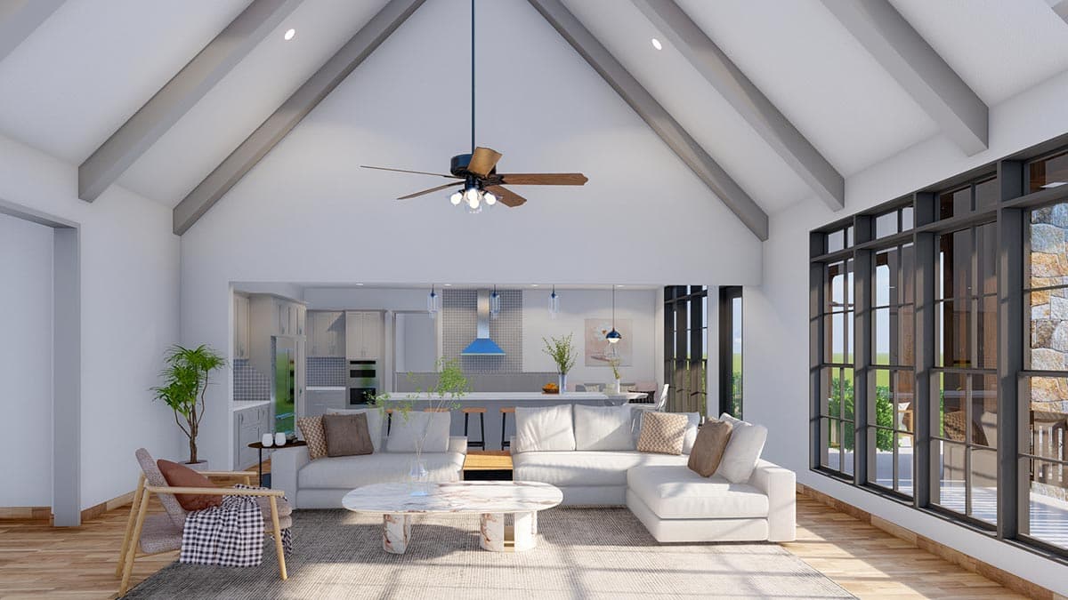 Plan 70771MK: Attractive 4-Bed House Plan with Home Office and Angled 4-car Garage - 3315 Sq Ft - Image #7 - Craftsman, European, Rustic, Traditional