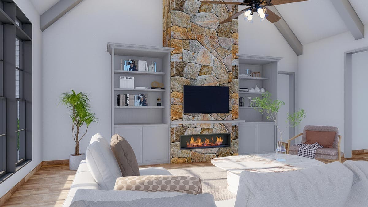 Plan 70771MK: Attractive 4-Bed House Plan with Home Office and Angled 4-car Garage - 3315 Sq Ft - Image #8 - Craftsman, European, Rustic, Traditional