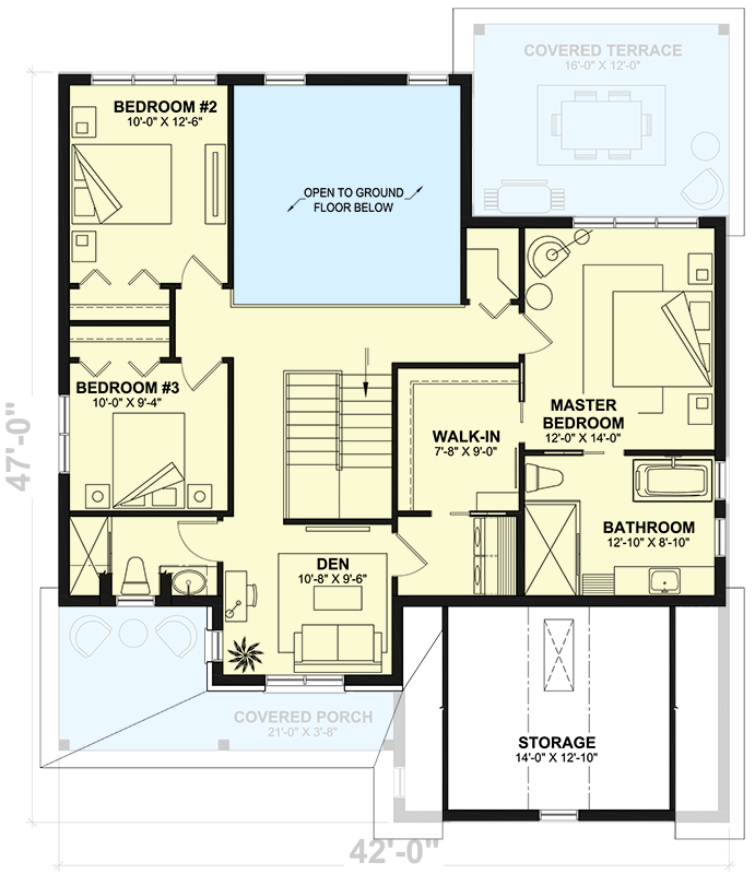 Plan 22640DR: Modern Farmhouse with Home Office and Upstairs Master with Direct Laundry Access - Floor Plan - 2nd Floor - Farmhouse, Modern Farmhouse, New American