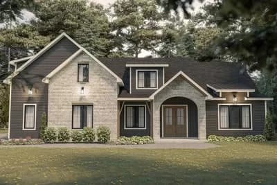 Modern French-style House Plan with Upstairs Secret Room for the Kids