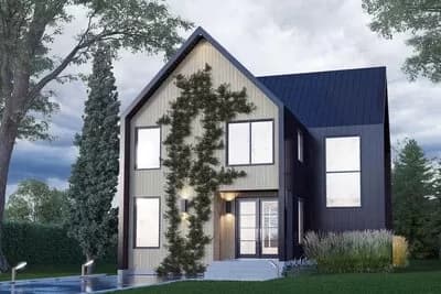4-Bed Contemporary Home Plan with Home Office and Vaulted Dining Room