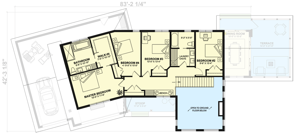Plan 22643DR: Modern Farmhouse Plan with 2-Story Living Room and Finished Basement - Floor Plan - 2nd Floor - Country, Modern Farmhouse, New American, Northwest, Traditional, Transitional