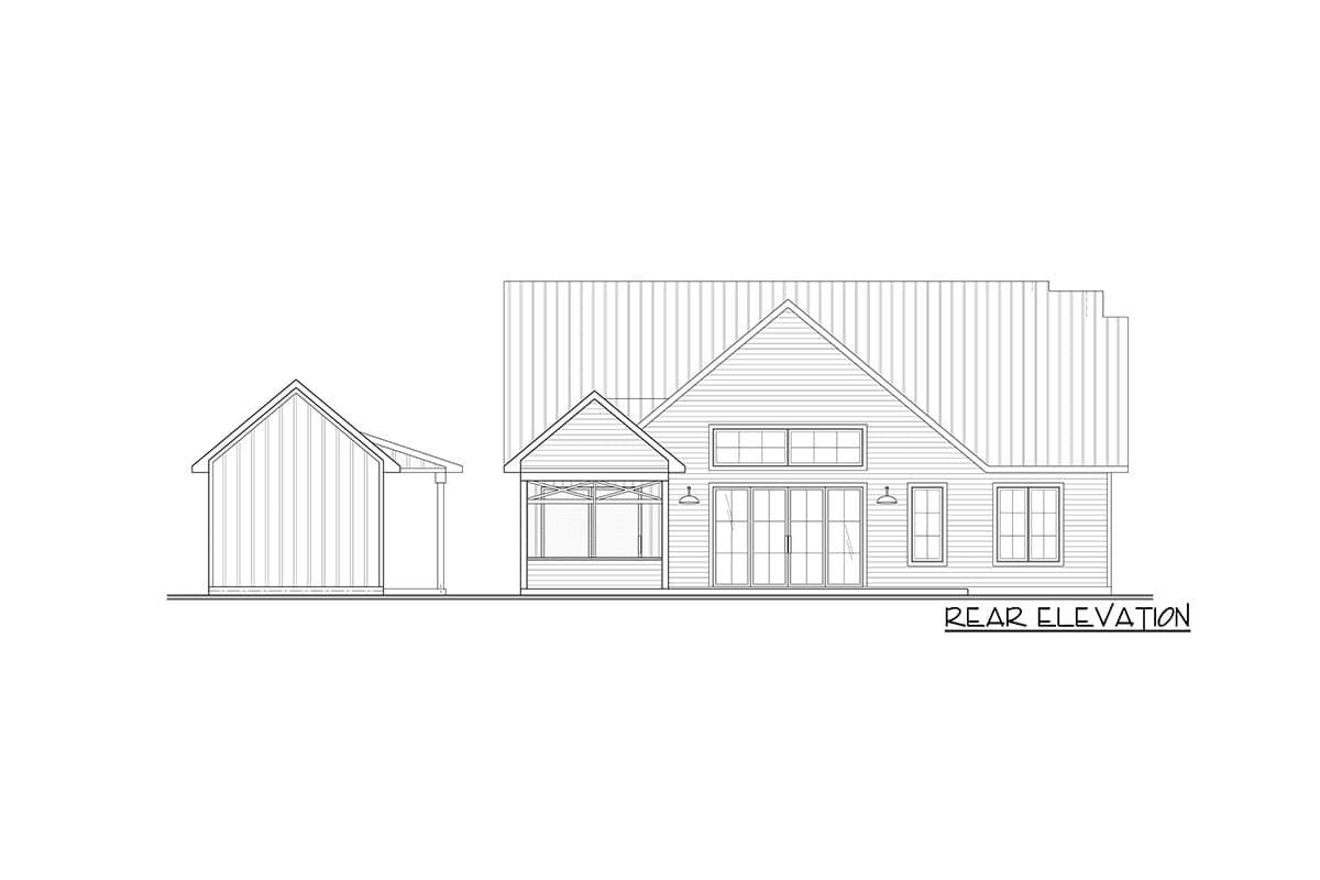 Plan 22645DR: Single-story Farmhouse Plan with Vaulted Interior and a Detached 1-car Garage - Image #4 - Country, Farmhouse, Modern Farmhouse, New American, Southern
