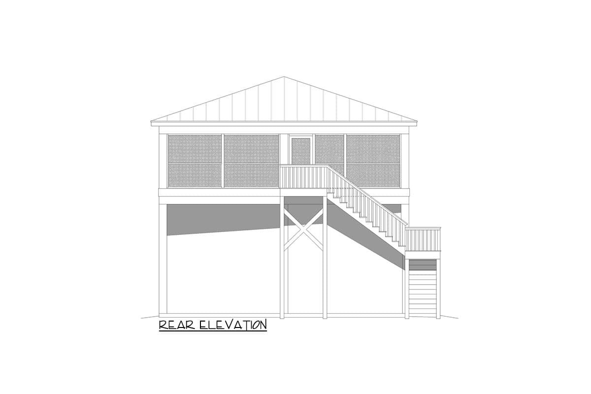 Plan 68998VR: RV Carport with Massive Screened Deck Above - Image #4 - Coastal