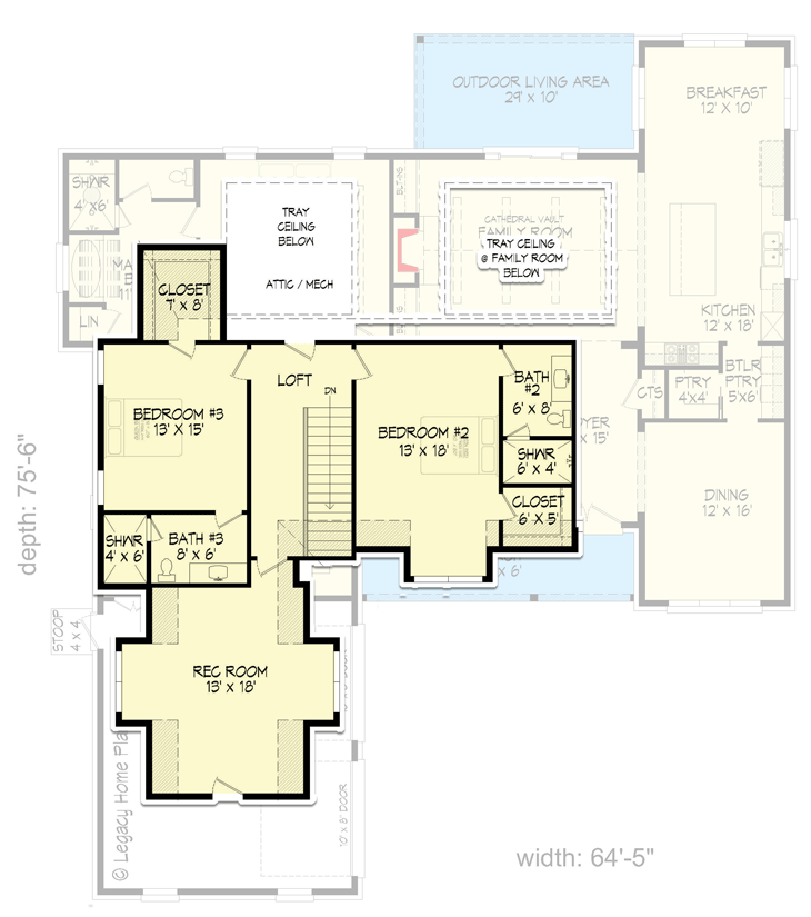 Plan 680000VR: Modern French Country Home Plan with Home Office and Upstairs Rec Room - Floor Plan - 2nd Floor - European, French Country, Hill Country