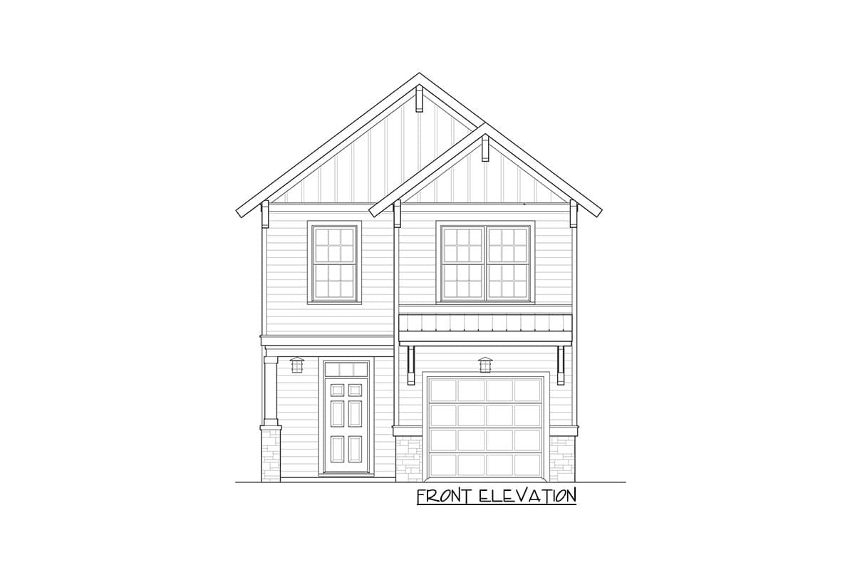 Plan 31608GF: 22' Wide House Plan with 3 Bedrooms Upstairs and a 1-Car Garage - Image #5 - Country, Craftsman, New American, Traditional