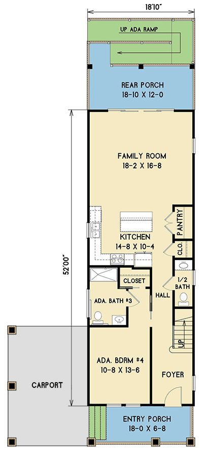 Plan 31611GF: Arts and Crafts Home Plan with ADA-compatible Main Floor - Floor Plan - Main Level - Country, Craftsman, Traditional
