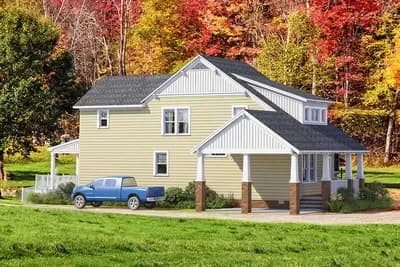 Arts and Crafts Home Plan with ADA-compatible Main Floor