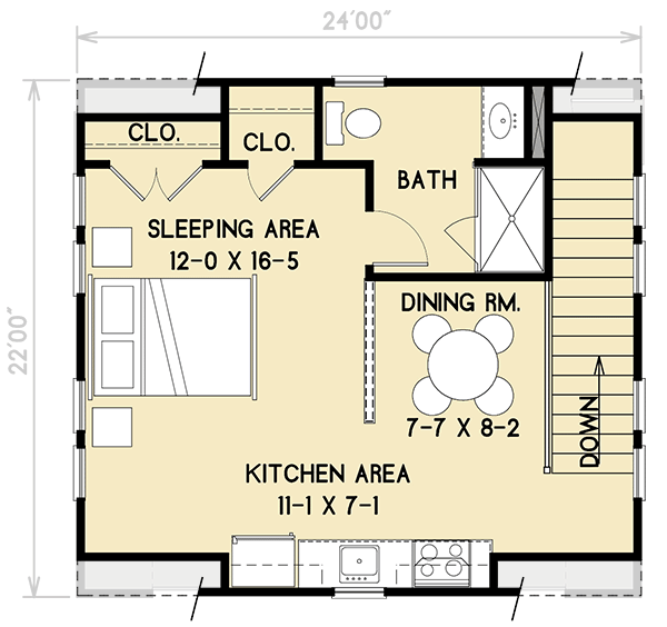 Plan 31612GF: Guest Apartment Above a Detached 2-car Garage - Floor Plan - 2nd Floor - Carriage, Country, Craftsman, Traditional