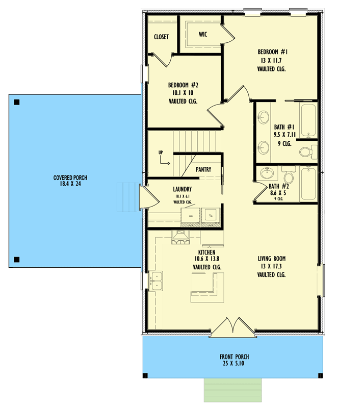 Plan 777007MTL: Contemporary 2-Bed House Plan with Dramatic Vaulted Interior  - Floor Plan - Main Level - Cabin, Contemporary, Modern, Scandinavian