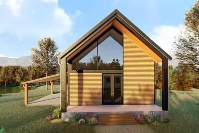 Contemporary 2-Bed House Plan with Dramatic Vaulted Interior 