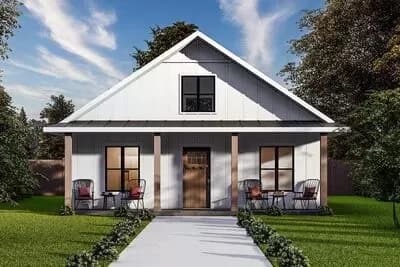 Exclusive Compact Cottage Plan with Front and Rear Porches