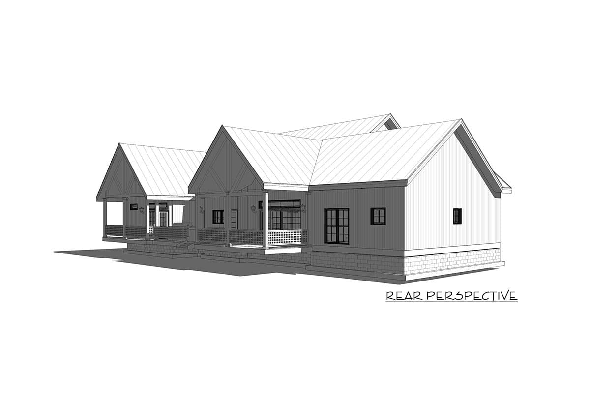 Plan 46469LA: Exclusive 3-Bed Modern Farmhouse Plan with Home Office and Vaulted Living Room - 2869 Sq Ft - Image #6 - Country, Farmhouse, Modern Farmhouse, New American, Traditional