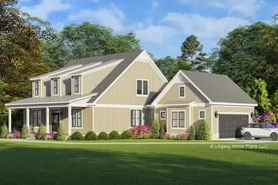 Contemporary Farmhouse Plan with 3 Bedrooms on Main and 1 Upstairs