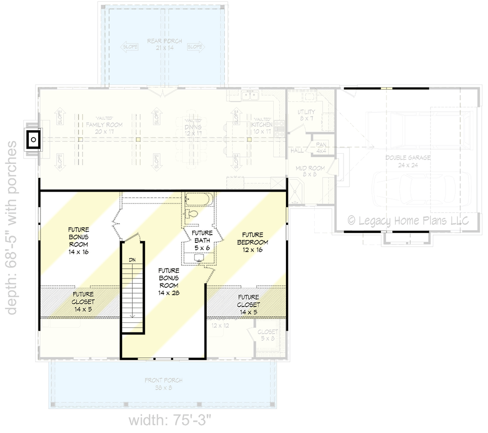 Plan 680002VR: Contemporary Farmhouse Plan with Upstairs Expansion - 2200 Sq Ft - Floor Plan - 2nd Floor - Country, Farmhouse, New American, Rustic