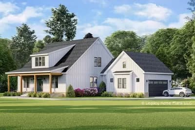 Contemporary Farmhouse Plan with Upstairs Expansion - 2200 Sq Ft
