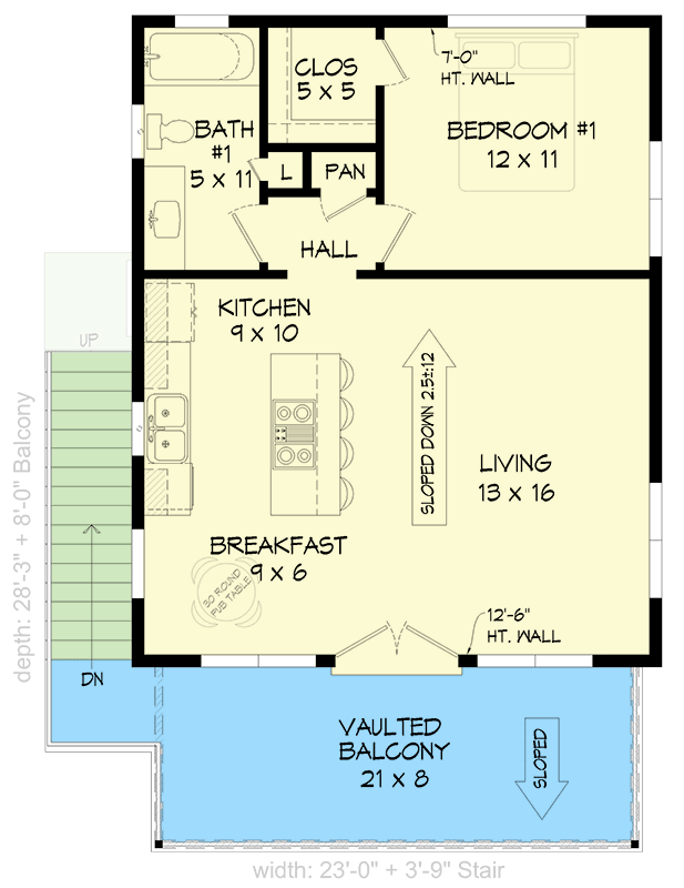 Plan 680004VR: Contemporary Carriage House Plan with Balcony and Flexible Office - 878 Sq Ft - Floor Plan - 2nd Floor - Carriage, Contemporary, Northwest