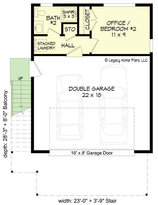 Plan 680004VR: Contemporary Carriage House Plan with Balcony and Flexible Office - 878 Sq Ft - Floor Plan - Main Level - Carriage, Contemporary, Northwest