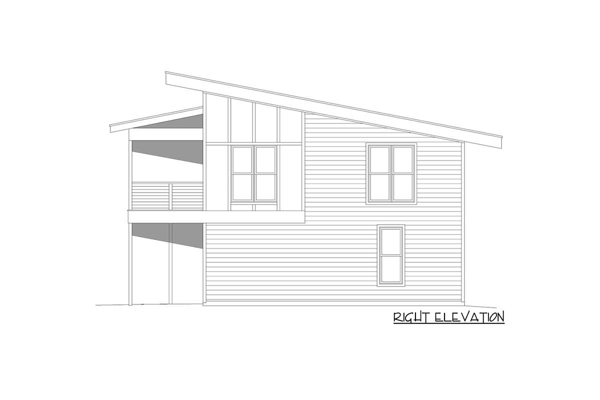 Plan 680004VR: Contemporary Carriage House Plan with Balcony and Flexible Office - 878 Sq Ft - Image #5 - Carriage, Contemporary, Northwest