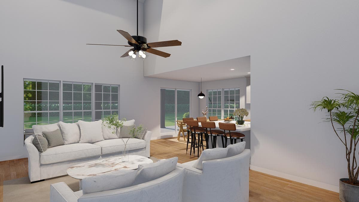 Plan 70775MK: 4 Bed Modern Cottage with 2-story Great Room and L-shaped Back Porch - Image #7 - Cottage, Country, Craftsman, Traditional