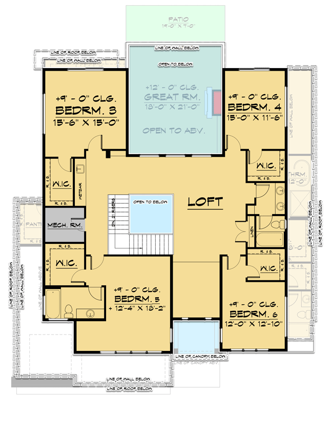 Plan 666174RAF: Mid-century Modern with 2-story Foyer and Great Room - Floor Plan - 2nd Floor - Contemporary, Mid Century Modern, Modern, Northwest