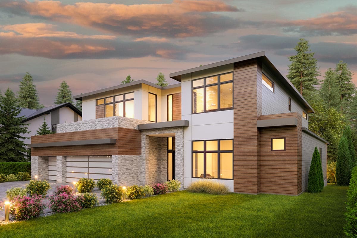 Plan 666174RAF: Mid-century Modern with 2-story Foyer and Great Room - Image #4 - Contemporary, Mid Century Modern, Modern, Northwest