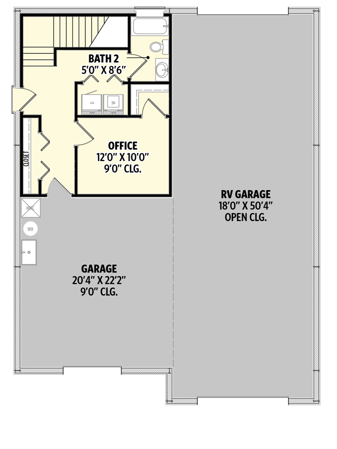Plan 777014MTL: ADU with RV Garage with Modern Aesthetic - 1325 Sq Ft - Floor Plan - Main Level - Contemporary, Country, Rustic