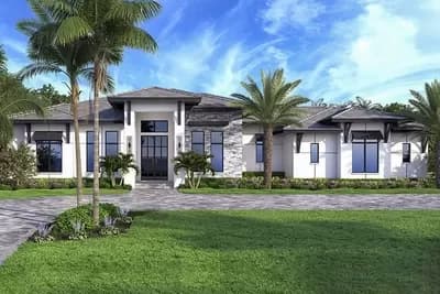 One-level Coastal Home Plan with Study and Deluxe Master Suite