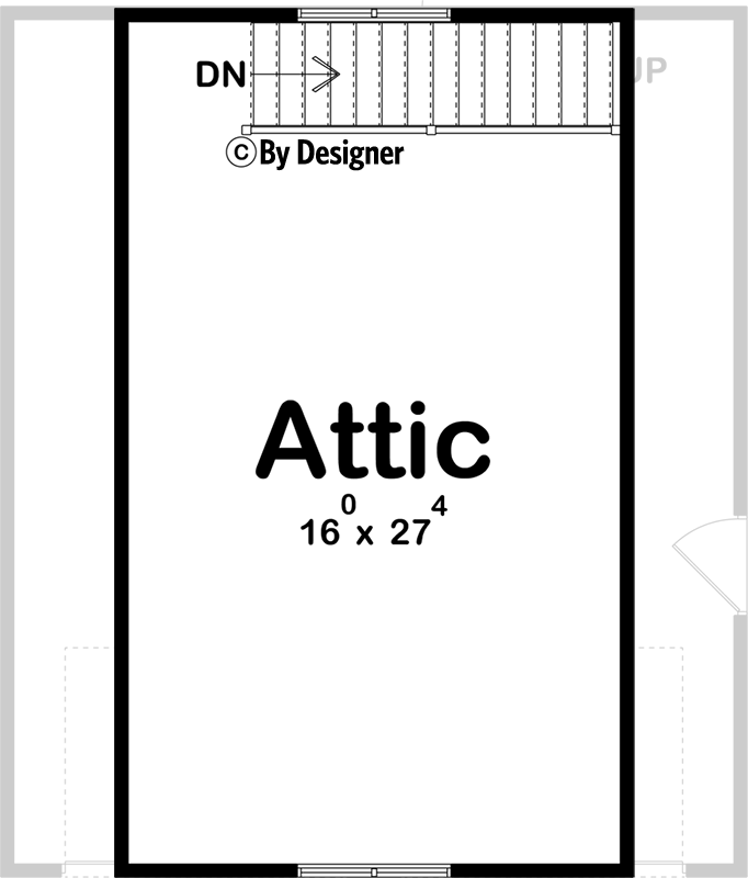 Plan 623114DJ: 672 Square Foot 2-car Barn-like Detached Garage Plan - Floor Plan - 2nd Floor - Barndominium, Country, Traditional