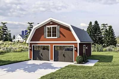 672 Square Foot 2-car Barn-like Detached Garage Plan