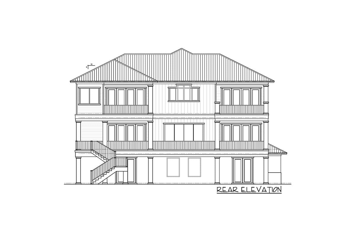 Plan 33242ZR: 3-Story Coastal Contemporary Home Plan with 2-Story Great Room - 3123 Sq Ft - Image #27 - Beach, Coastal, Coastal Contemporary, Contemporary, Florida-Style, Low Country, Southern, Vacation