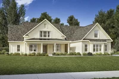 Classic Country Home Plan with Vaulted Family Room and Private Master Suite