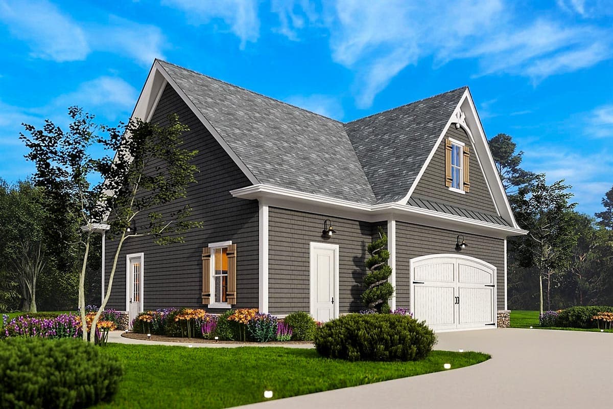 Plan 15606GE: Detached 2-Car Garage with Shingled Exterior and Dedicated Storage Room - 771 Sq Ft - Image #4