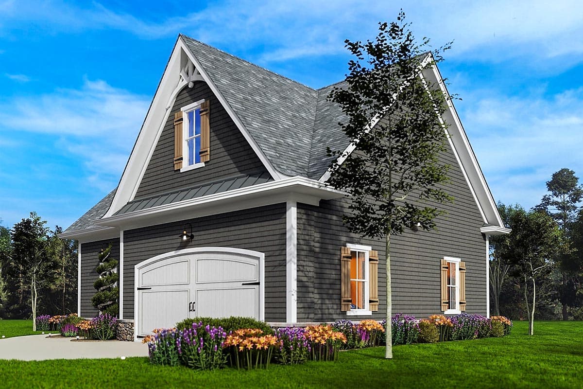 Plan 15606GE: Detached 2-Car Garage with Shingled Exterior and Dedicated Storage Room - 771 Sq Ft - Image #7