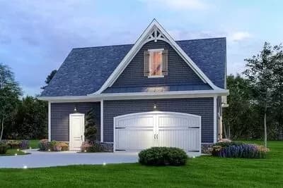 Detached 2-Car Garage with Shingled Exterior and Dedicated Storage Room - 771 Sq Ft