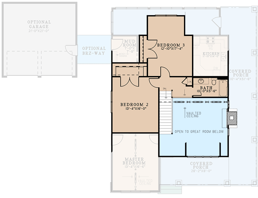Plan 70777MK: Rustic Cabin House Plan with Optional 2-Car Detached Garage - 2006 Sq Ft - Floor Plan - 2nd Floor - Cottage, Country, Craftsman, Rustic, Vacation