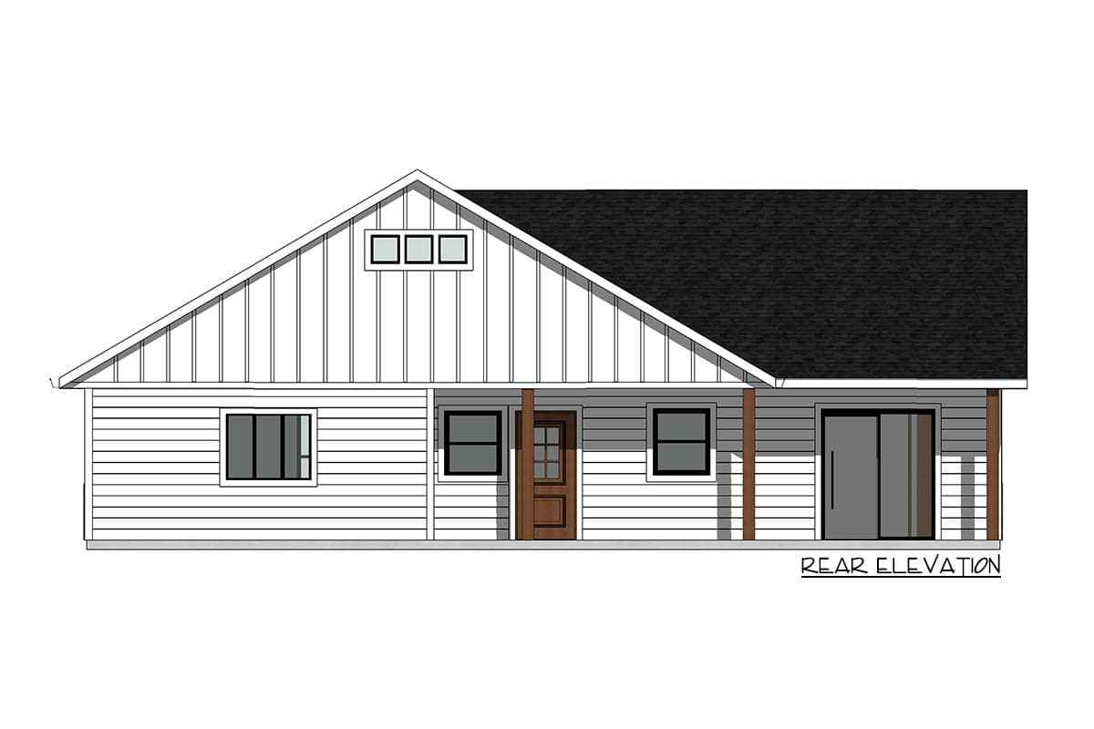 Plan 420043WNT: 1264 Square Foot 3 Bed New American Home Plan - Image #4 - Cottage, Country, Craftsman, New American, Ranch
